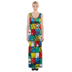 Snakes And Ladders Thigh Split Maxi Dress by Ket1n9