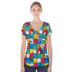 Snakes And Ladders Short Sleeve Front Detail Top by Ket1n9