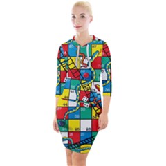 Snakes And Ladders Quarter Sleeve Hood Bodycon Dress by Ket1n9