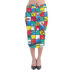 Snakes And Ladders Velvet Midi Pencil Skirt by Ket1n9