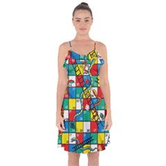 Snakes And Ladders Ruffle Detail Chiffon Dress by Ket1n9