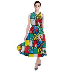 Snakes And Ladders Round Neck Boho Dress