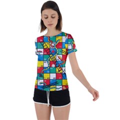 Snakes And Ladders Back Circle Cutout Sports T-shirt by Ket1n9