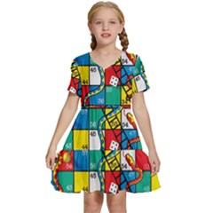 Snakes And Ladders Kids  Short Sleeve Tiered Mini Dress by Ket1n9