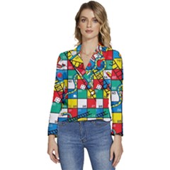 Snakes And Ladders Women s Long Sleeve Revers Collar Cropped Jacket by Ket1n9