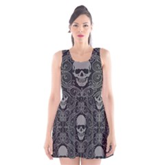 Dark Horror Skulls Pattern Scoop Neck Skater Dress by Ket1n9