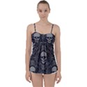 Dark Horror Skulls Pattern Babydoll Tankini Top View1