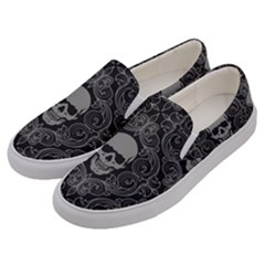 Dark Horror Skulls Pattern Men s Canvas Slip Ons by Ket1n9