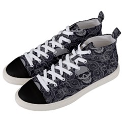 Dark Horror Skulls Pattern Men s Mid-top Canvas Sneakers by Ket1n9