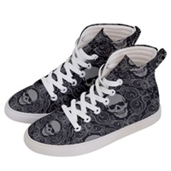 Dark Horror Skulls Pattern Women s Hi-top Skate Sneakers by Ket1n9