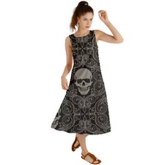 Dark Horror Skulls Pattern Summer Maxi Dress by Ket1n9