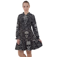 Dark Horror Skulls Pattern All Frills Chiffon Dress by Ket1n9