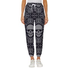 Dark Horror Skulls Pattern Women s Cropped Drawstring Pants by Ket1n9