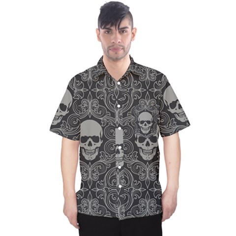 Dark Horror Skulls Pattern Men s Hawaii Shirt by Ket1n9