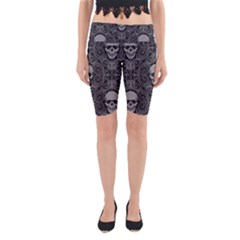 Dark Horror Skulls Pattern Yoga Cropped Leggings by Ket1n9