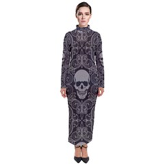 Dark Horror Skulls Pattern Turtleneck Maxi Dress by Ket1n9