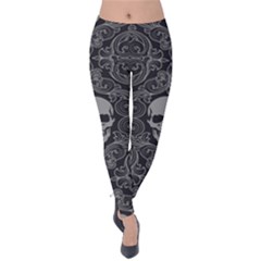 Dark Horror Skulls Pattern Velvet Leggings by Ket1n9