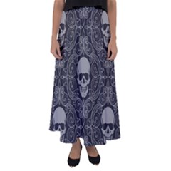 Dark Horror Skulls Pattern Flared Maxi Skirt by Ket1n9