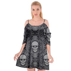 Dark Horror Skulls Pattern Cutout Spaghetti Strap Chiffon Dress by Ket1n9