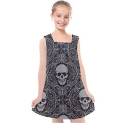 Dark Horror Skulls Pattern Kids  Cross Back Dress by Ket1n9