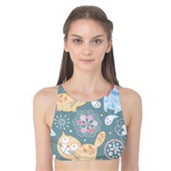 Cute Cat Background Pattern Tank Bikini Top by Ket1n9