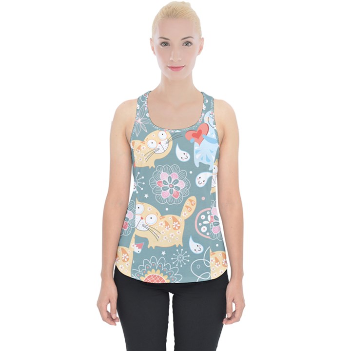 Cute Cat Background Pattern Piece Up Tank Top