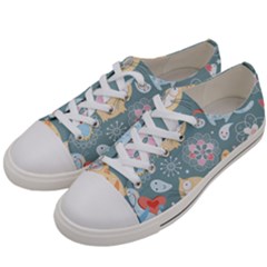 Cute Cat Background Pattern Men s Low Top Canvas Sneakers by Ket1n9