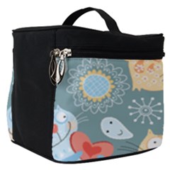 Cute Cat Background Pattern Make Up Travel Bag (small) by Ket1n9