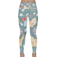 Cute Cat Background Pattern Lightweight Velour Classic Yoga Leggings by Ket1n9