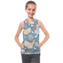 Cute Cat Background Pattern Kids  Sleeveless Hoodie View1