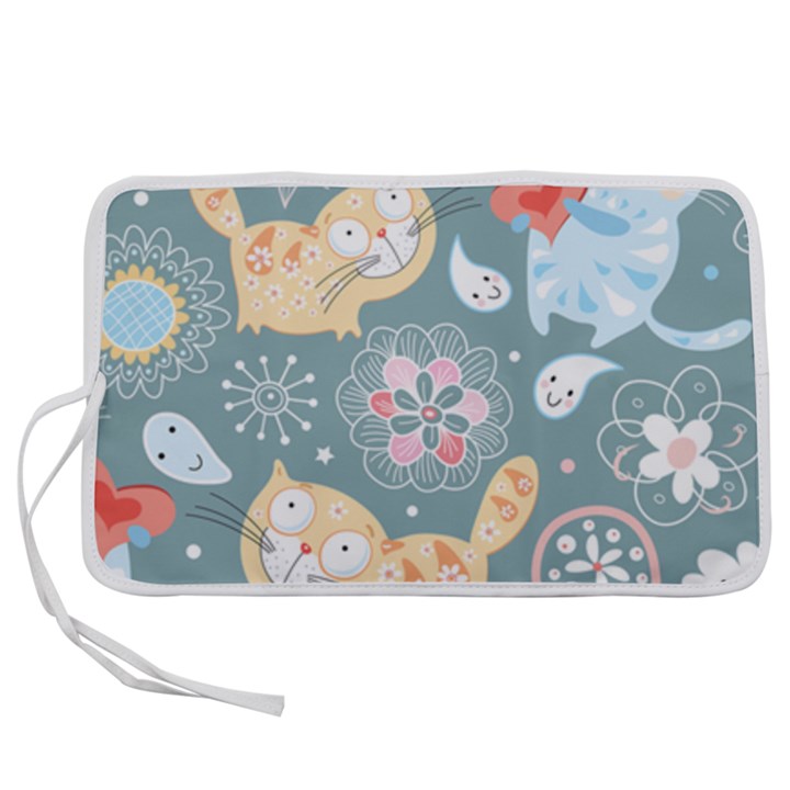 Cute Cat Background Pattern Pen Storage Case (M)