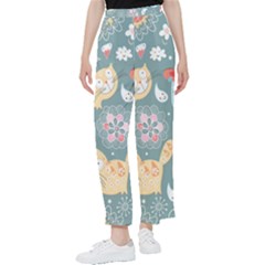 Cute Cat Background Pattern Women s Pants  by Ket1n9