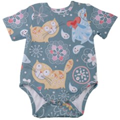 Cute Cat Background Pattern Baby Short Sleeve Bodysuit by Ket1n9