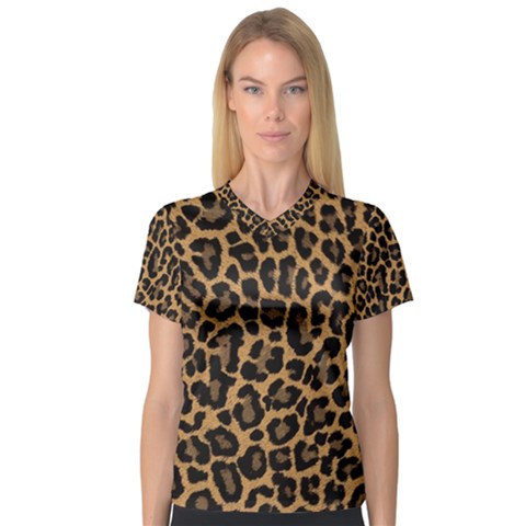 Tiger Skin Art Pattern V-neck Sport Mesh T-shirt by Ket1n9