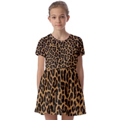 Tiger Skin Art Pattern Kids  Short Sleeve Pinafore Style Dress by Ket1n9