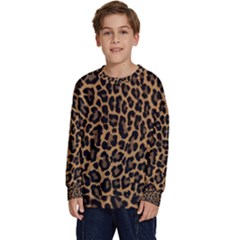 Tiger Skin Art Pattern Kids  Crewneck Sweatshirt by Ket1n9