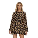 Tiger Skin Art Pattern Round Neck Long Sleeve Bohemian Style Chiffon Mini Dress View1