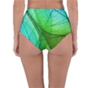 Sunlight Filtering Through Transparent Leaves Green Blue Reversible High-Waist Bikini Bottoms View4