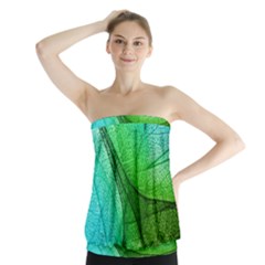 Sunlight Filtering Through Transparent Leaves Green Blue Strapless Top by Ket1n9