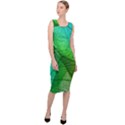 Sunlight Filtering Through Transparent Leaves Green Blue Sleeveless Pencil Dress View3