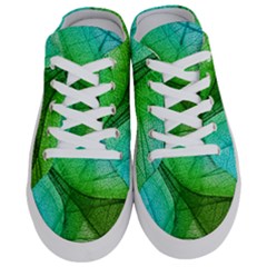 Sunlight Filtering Through Transparent Leaves Green Blue Half Slippers by Ket1n9