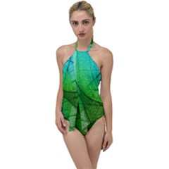 Sunlight Filtering Through Transparent Leaves Green Blue Go With The Flow One Piece Swimsuit by Ket1n9