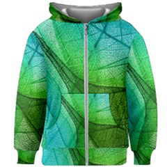 Sunlight Filtering Through Transparent Leaves Green Blue Kids  Zipper Hoodie Without Drawstring by Ket1n9