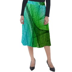 Sunlight Filtering Through Transparent Leaves Green Blue Classic Velour Midi Skirt  by Ket1n9