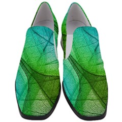 Sunlight Filtering Through Transparent Leaves Green Blue Women Slip On Heel Loafers by Ket1n9