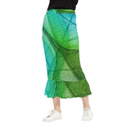 Sunlight Filtering Through Transparent Leaves Green Blue Maxi Fishtail Chiffon Skirt by Ket1n9