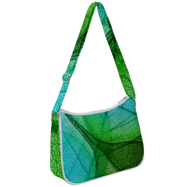 Sunlight Filtering Through Transparent Leaves Green Blue Zip Up Shoulder Bag