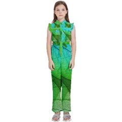 Sunlight Filtering Through Transparent Leaves Green Blue Kids  Sleeveless Ruffle Edge Band Collar Chiffon One Piece by Ket1n9