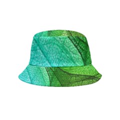 Sunlight Filtering Through Transparent Leaves Green Blue Inside Out Bucket Hat (kids) by Ket1n9