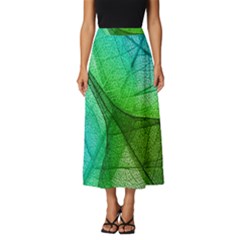 Sunlight Filtering Through Transparent Leaves Green Blue Classic Midi Chiffon Skirt by Ket1n9